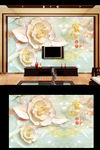 3d立体浮雕玫瑰花朵电视背景墙