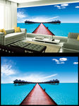 马尔代夫海边风景电视背景墙