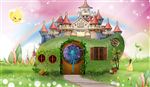 幼儿园魔法城堡彩虹背景