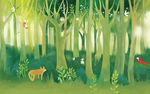 3D森林小动物背景墙