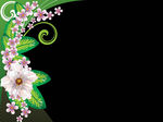 绿色花底纹节日婚庆贺卡包装海报