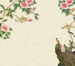中式花鸟图背景墙