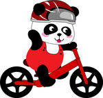 卡通熊猫骑车
