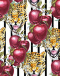手绘苹果烈豹条纹底纹印花图案