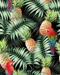 手绘热带植物鹦鹉菠萝图案素材