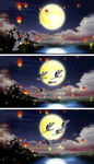 仙境月夜仙鹤飞舞循环背景视频
