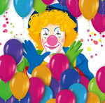 马戏团小丑玩彩色气球