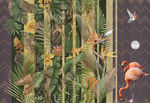 抽象热带雨林花草火烈鸟背景墙