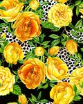 手绘花卉黄色玫瑰蔷薇花豹纹素材