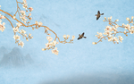 新中式手绘玉兰花装饰画