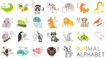 卡通手绘动物字母