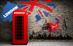 英伦风复古电话亭手绘红砖墙