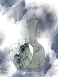 中式花瓶山水水墨装饰画