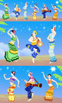 傣族民族舞蹈男女青年手绘墙绘