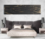 北欧风抽象金色年轮纹木床头画