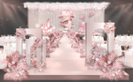 粉色拱门造型婚礼效果图