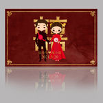 红色中式新娘婚礼新郎背景
