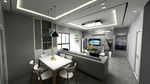 家装客餐厅3D效果图黑白灰现代