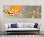 金色丝绸抽象几何客厅装饰画