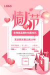 粉色插画风520情人节促销海报