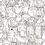 高清手绘卡通猫咪动物抽象现背景