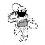 黑白装饰卡通宇航员元素