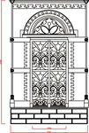 欧式拱形门窗雕花路径描边