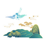 國(guó)潮仙鶴山水元素七夕佳節(jié)中國(guó)風(fēng)