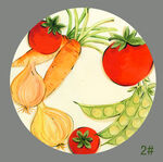 水彩水果蔬菜手绘陶瓷盘