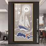 北欧帆船玄关装饰画图片一帆风顺