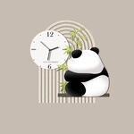 卡通熊猫钟表挂画