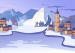 雪山夜晚欧式城堡奇妙夜插画圣诞