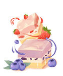 分层插画草莓生乳酪蛋糕