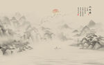 新中式水墨江南山水画壁纸