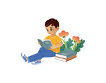 正在阅读的小男孩