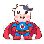 可爱卡通超人奶牛