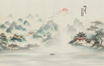 新中式山水情水墨国画背景墙