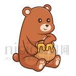 可爱卡通偷蜂蜜的狗熊熊大熊二