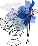抽象藍花線條藝術插畫