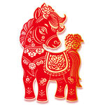 紅色剪紙風(fēng)吉祥駿馬圖案