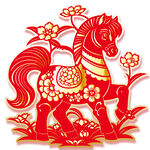 喜慶紅色剪紙駿馬圖案