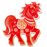 喜慶紅色剪紙風(fēng)奔跑駿馬