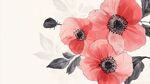 水彩風(fēng)粉紅花朵與小蟲