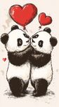 熊貓情侶甜蜜擁吻