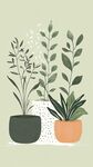 清新綠植盆栽插畫