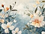 清新花卉水彩畫背景圖