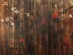 古風(fēng)木板上的爛漫花枝