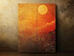 夕陽云紋雙幅藝術畫作