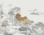 水墨山水間的古韻樓閣