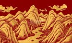 古風山水祥云元素背景